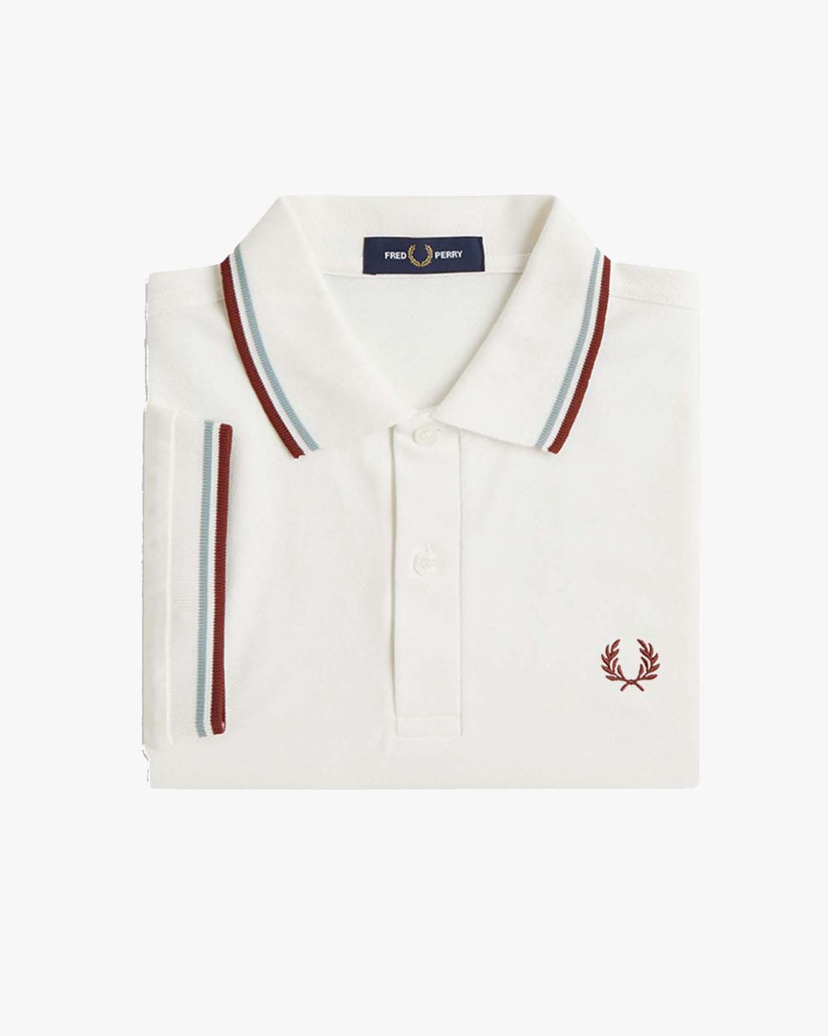 Fred Perry Twin Tipped Polo Shirt - Snow White / Silver Blue / Brandy