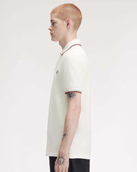 Fred Perry Twin Tipped Polo Shirt - Snow White / Silver Blue / Brandy
