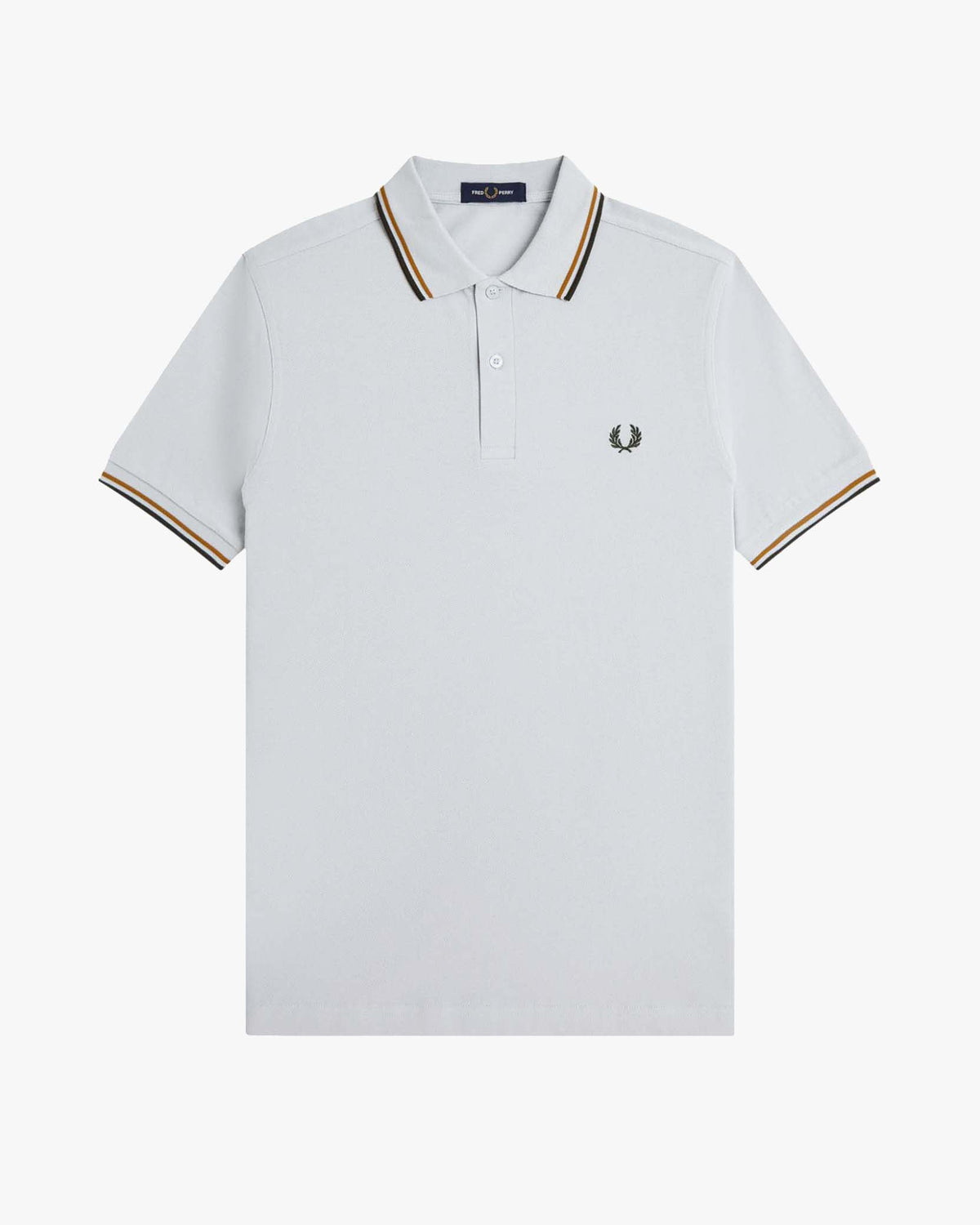 Fred Perry Twin Tipped Polo Shirt - Dusky Blue / Dark Caramel / Night Green