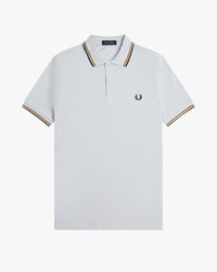 Fred Perry Twin Tipped Polo Shirt - Dusky Blue / Dark Caramel / Night Green