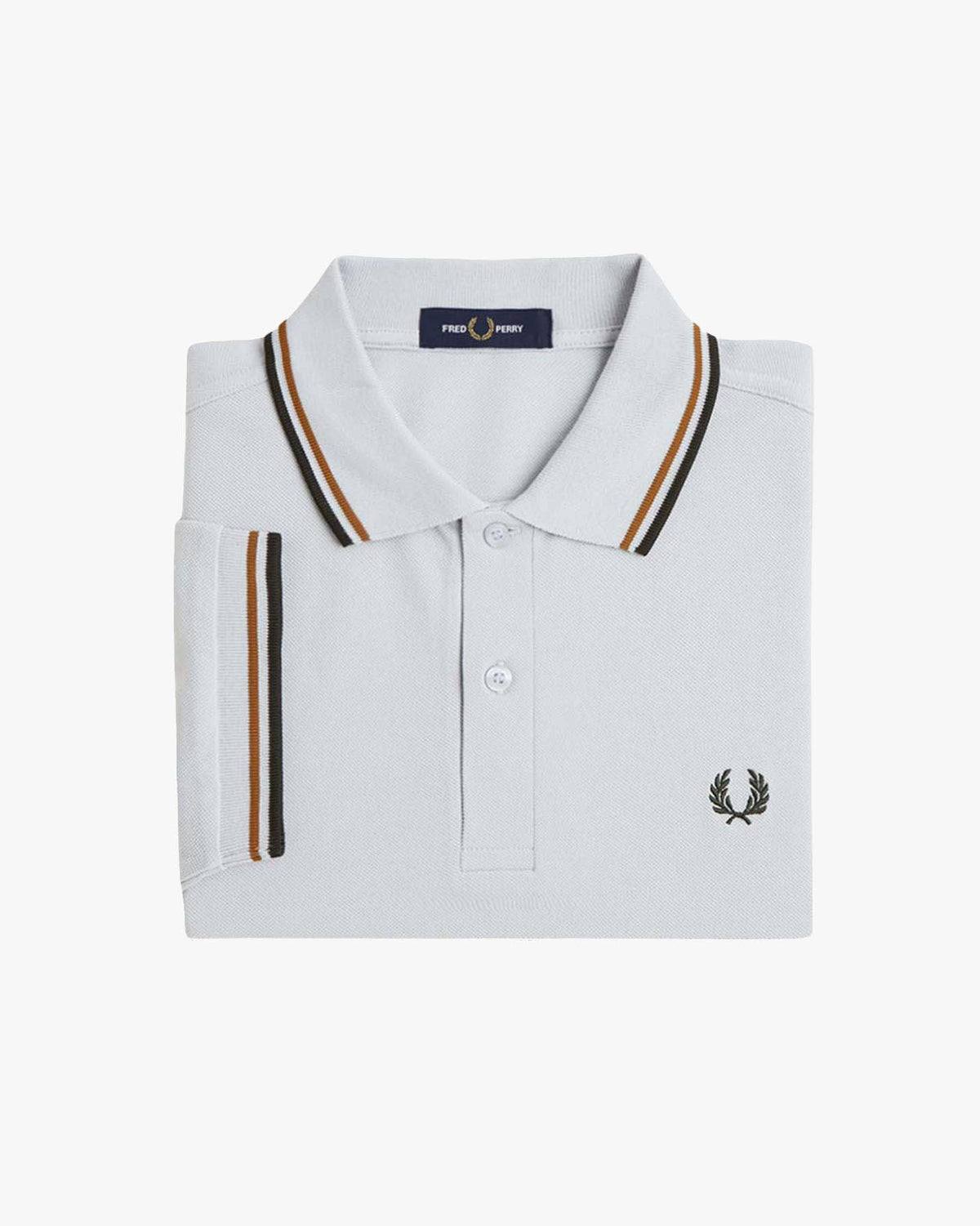 Fred Perry Twin Tipped Polo Shirt - Dusky Blue / Dark Caramel / Night Green
