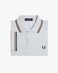 Fred Perry Twin Tipped Polo Shirt - Dusky Blue / Dark Caramel / Night Green