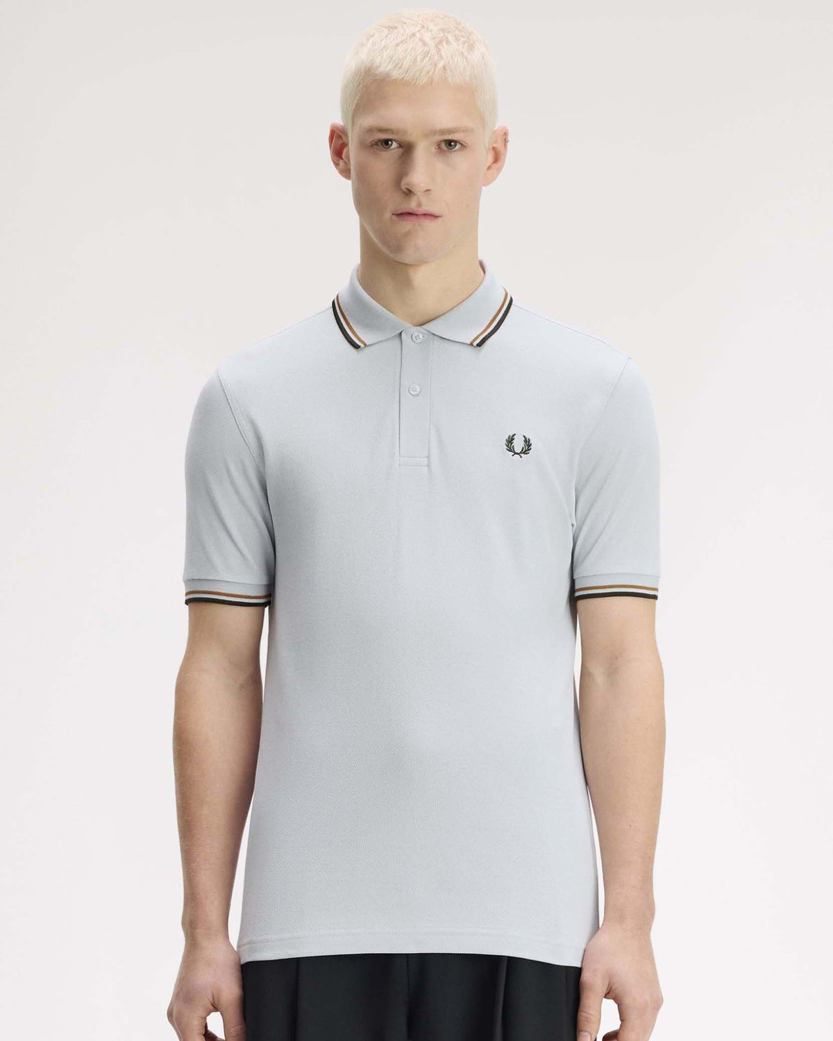 Fred Perry Twin Tipped Polo Shirt - Dusky Blue / Dark Caramel / Night Green