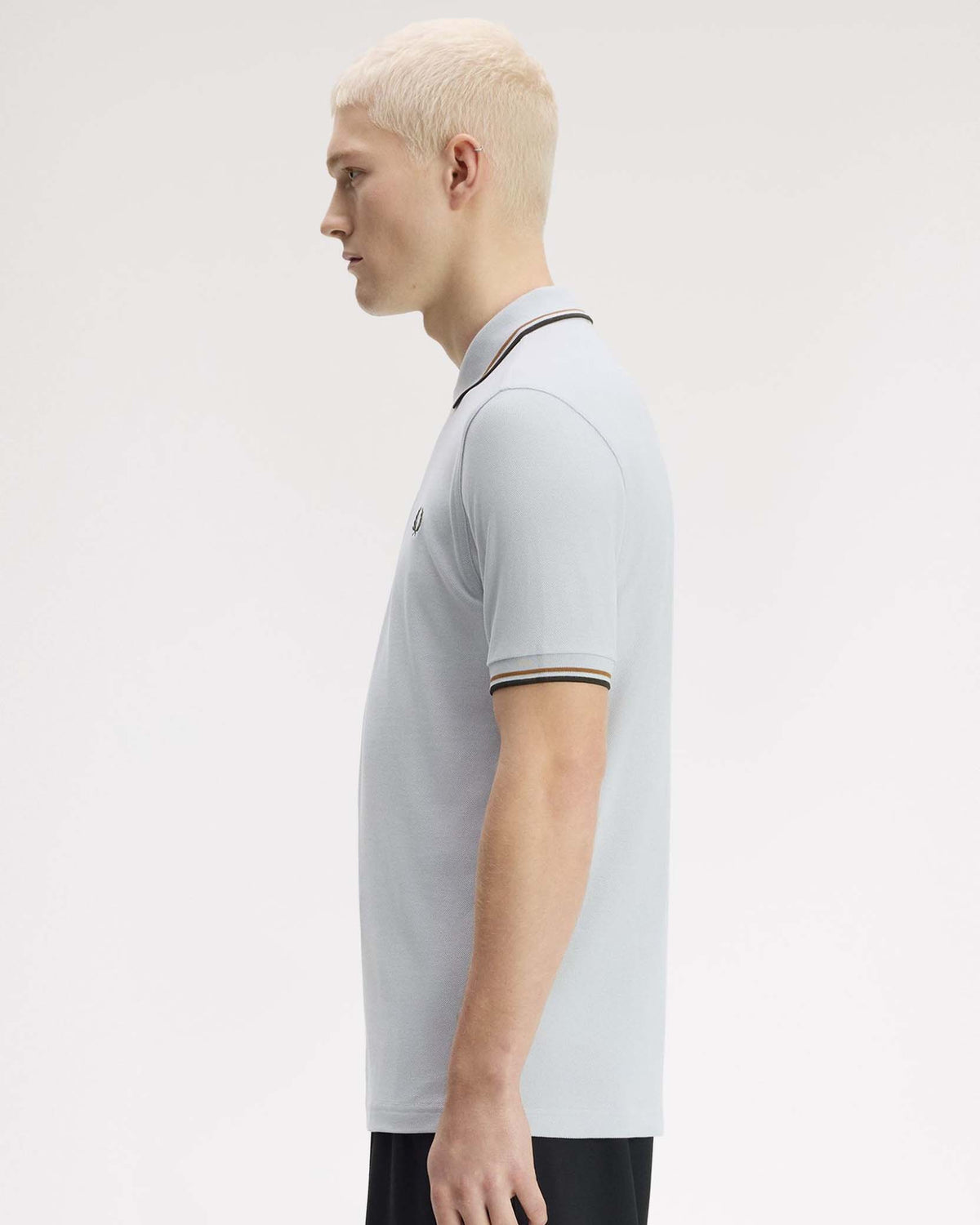 Fred Perry Twin Tipped Polo Shirt - Dusky Blue / Dark Caramel / Night Green