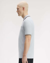 Fred Perry Twin Tipped Polo Shirt - Dusky Blue / Dark Caramel / Night Green