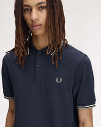 Fred Perry Twin Tipped Polo Shirt - Dark Airforce / Ecru / Seagrass | Fred Perry Polo Shirts | Jeanstore