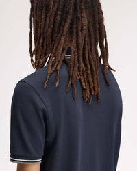 Fred Perry Twin Tipped Polo Shirt - Dark Airforce / Ecru / Seagrass | Fred Perry Polo Shirts | Jeanstore