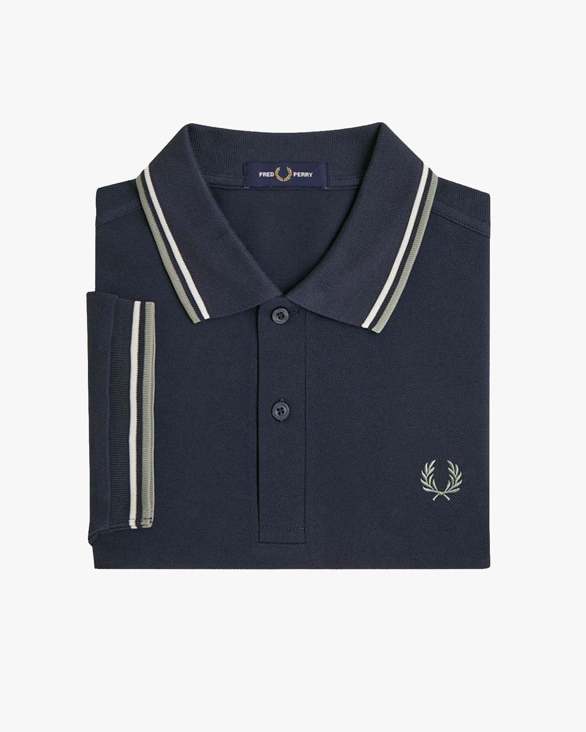 Fred Perry Twin Tipped Polo Shirt - Dark Airforce / Ecru / Seagrass | Fred Perry Polo Shirts | Jeanstore