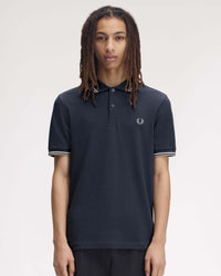 Fred Perry Twin Tipped Polo Shirt - Dark Airforce / Ecru / Seagrass | Fred Perry Polo Shirts | Jeanstore