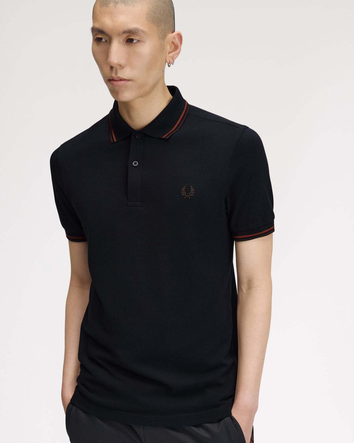 Fred Perry Twin Tipped Polo Shirt - Navy / Brandy / Rich Brown