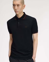 Fred Perry Twin Tipped Polo Shirt - Navy / Brandy / Rich Brown