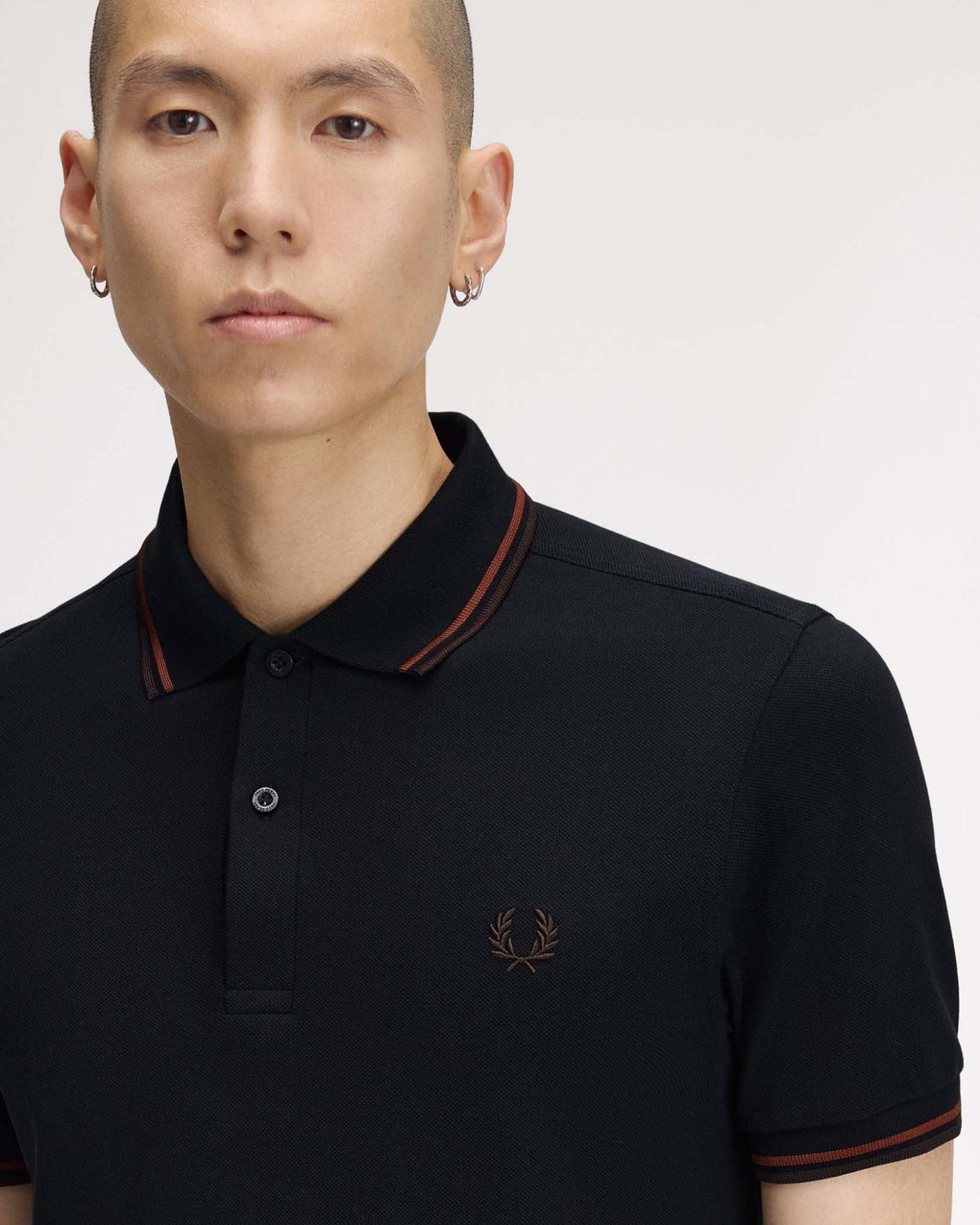 Fred Perry Twin Tipped Polo Shirt - Navy / Brandy / Rich Brown