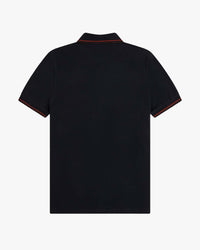 Fred Perry Twin Tipped Polo Shirt - Navy / Brandy / Rich Brown