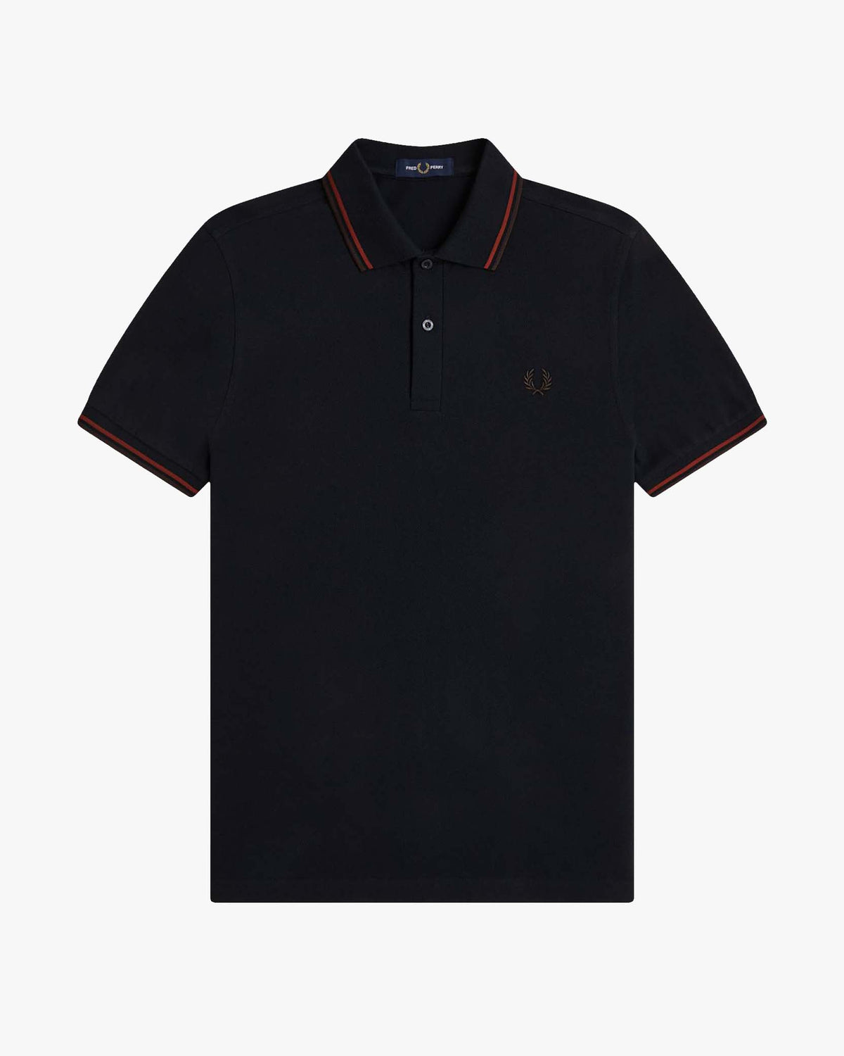 Fred Perry Twin Tipped Polo Shirt - Navy / Brandy / Rich Brown