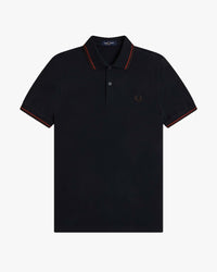 Fred Perry Twin Tipped Polo Shirt - Navy / Brandy / Rich Brown