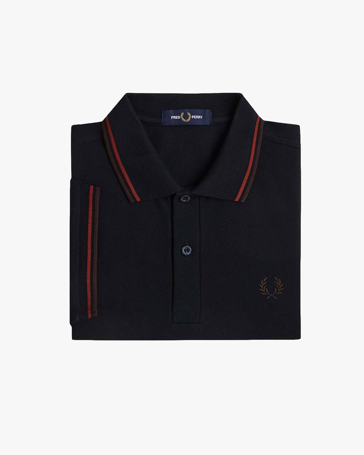 Fred Perry Twin Tipped Polo Shirt - Navy / Brandy / Rich Brown