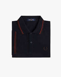 Fred Perry Twin Tipped Polo Shirt - Navy / Brandy / Rich Brown