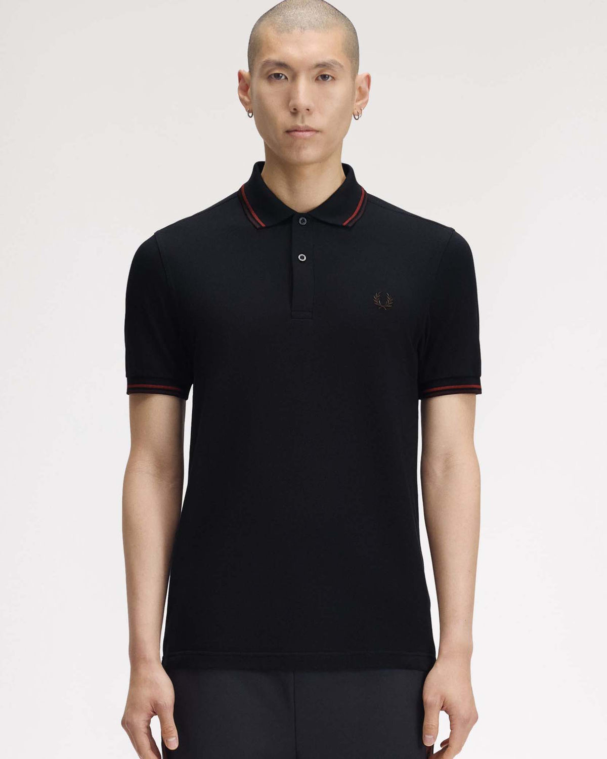 Fred Perry Twin Tipped Polo Shirt - Navy / Brandy / Rich Brown