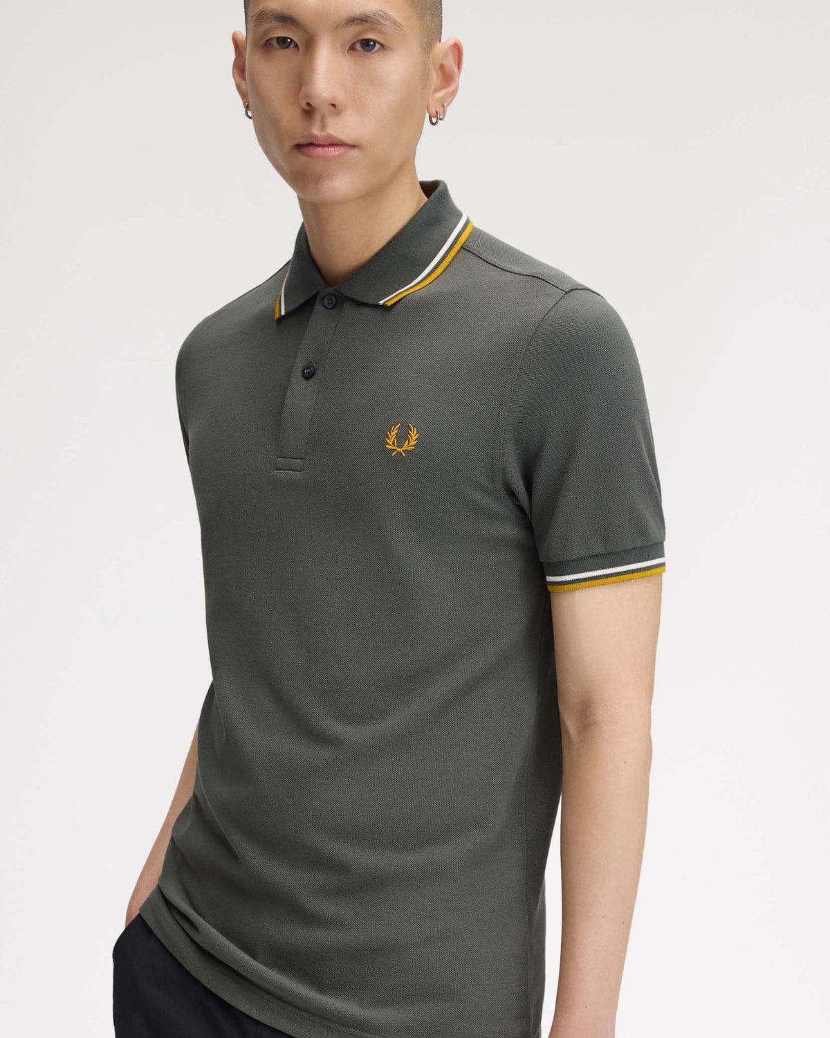 Fred Perry Twin Tipped Polo Shirt - Field Green / Ecru / Golden