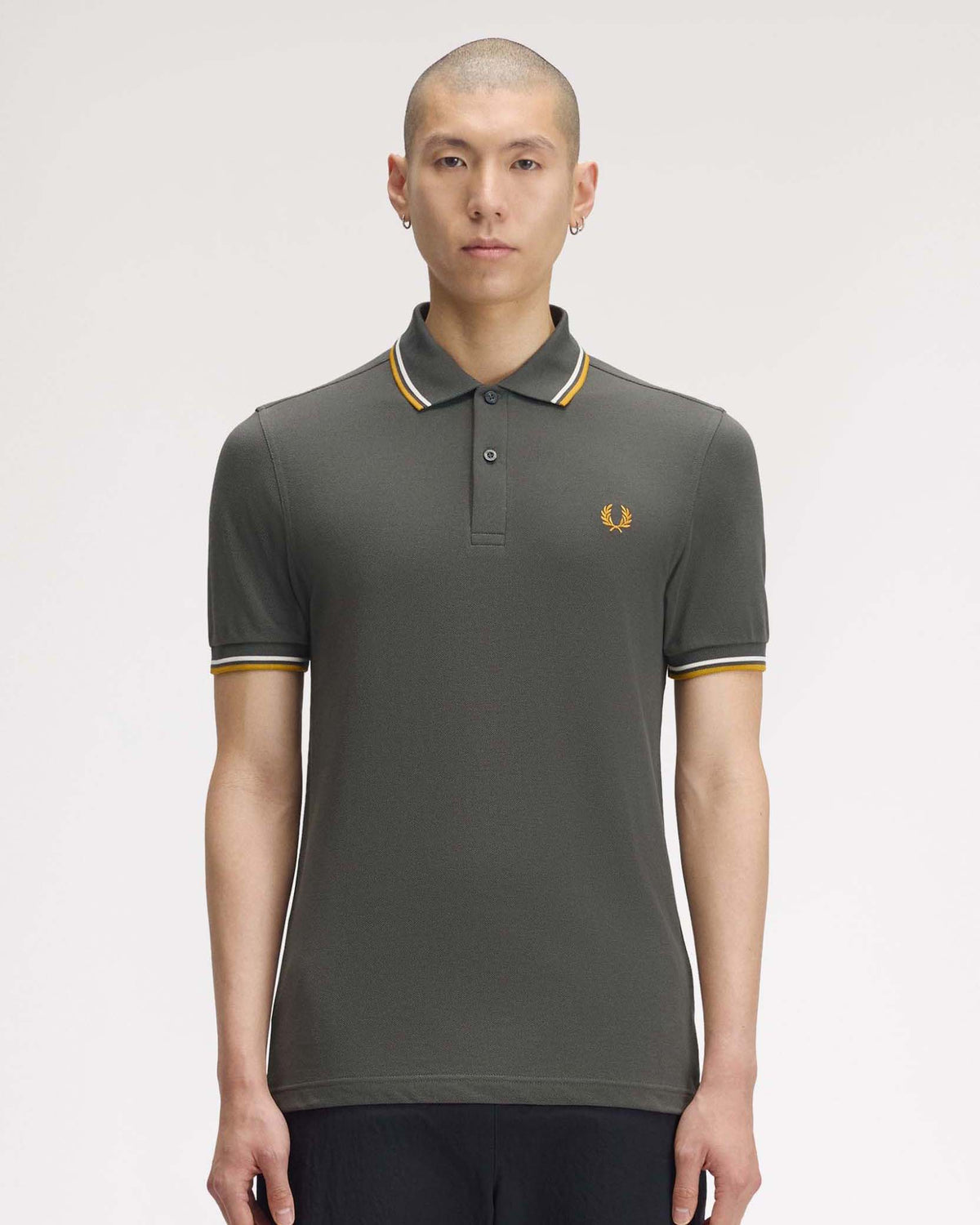 Fred Perry Twin Tipped Polo Shirt - Field Green / Ecru / Golden
