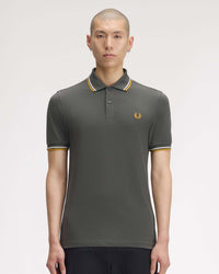 Fred Perry Twin Tipped Polo Shirt - Field Green / Ecru / Golden