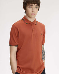 Fred Perry Twin Tipped Polo Shirt - Brandy / Night Green
