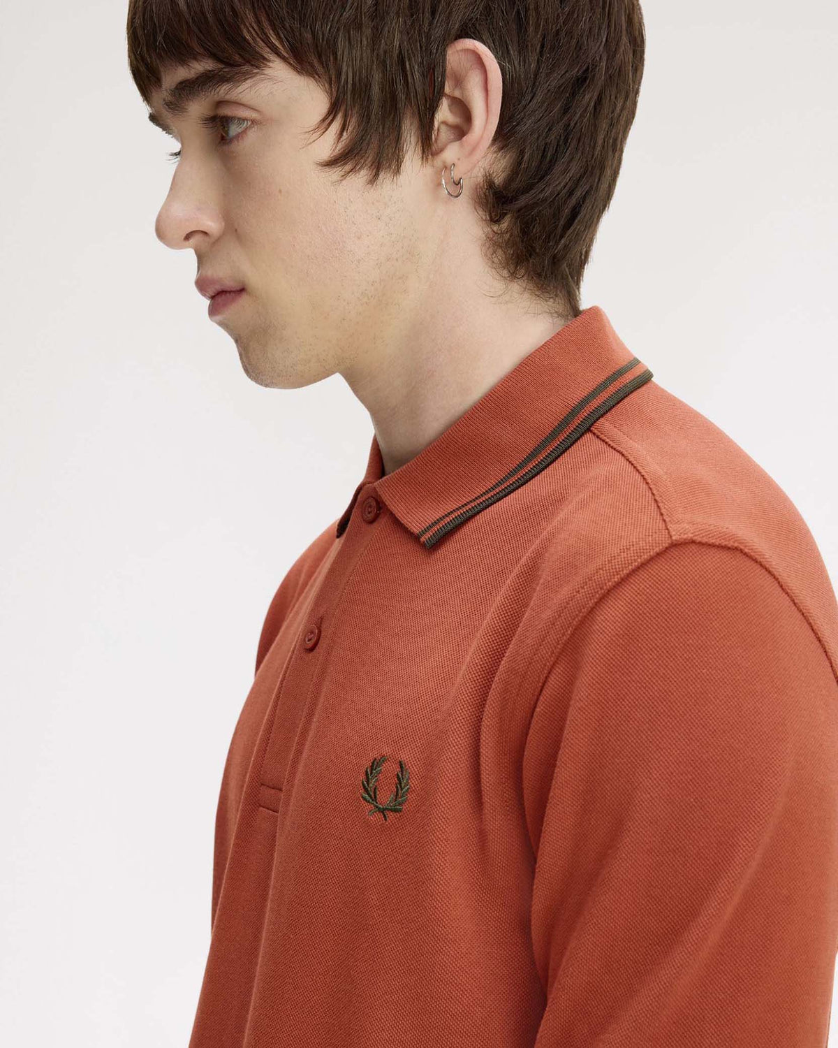 Fred Perry Twin Tipped Polo Shirt - Brandy / Night Green