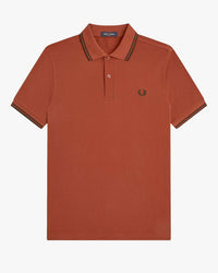 Fred Perry Twin Tipped Polo Shirt - Brandy / Night Green