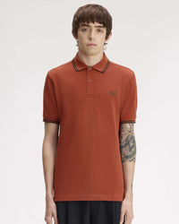 Fred Perry Twin Tipped Polo Shirt - Brandy / Night Green