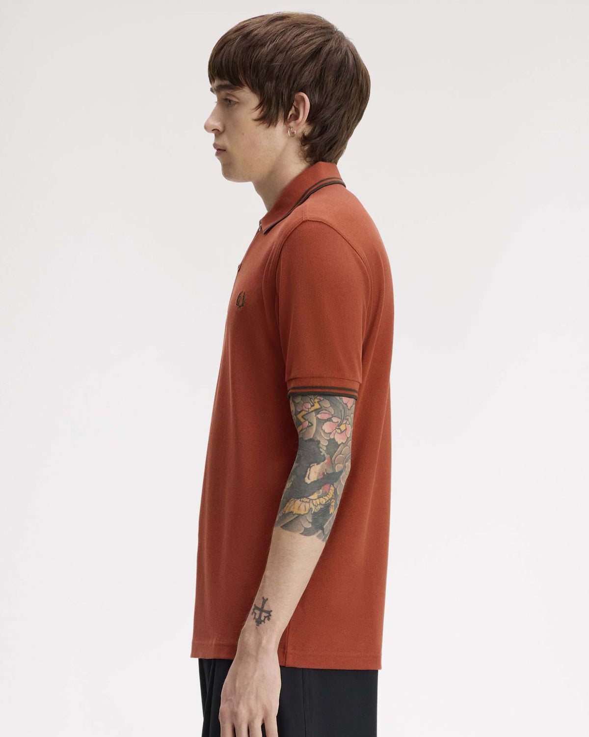 Fred Perry Twin Tipped Polo Shirt - Brandy / Night Green