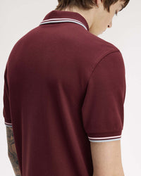 Fred Perry Twin Tipped Polo Shirt - Oxblood / Iced Pink / Dusky Blue