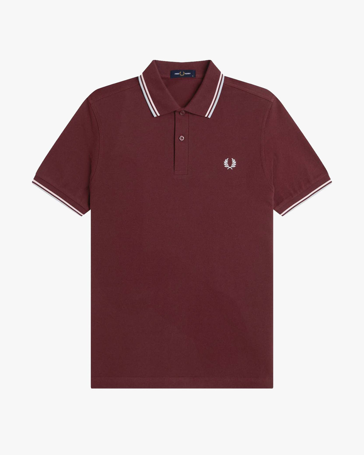 Fred Perry Twin Tipped Polo Shirt - Oxblood / Iced Pink / Dusky Blue