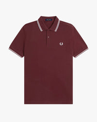 Fred Perry Twin Tipped Polo Shirt - Oxblood / Iced Pink / Dusky Blue