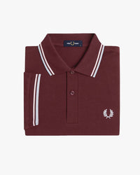 Fred Perry Twin Tipped Polo Shirt - Oxblood / Iced Pink / Dusky Blue