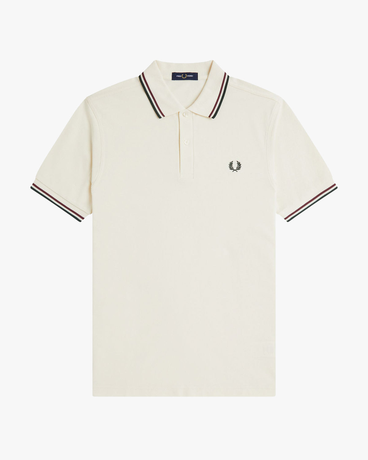 Fred Perry Twin Tipped Polo Shirt - Ecru / Oxblood / Grassroots
