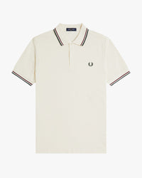 Fred Perry Twin Tipped Polo Shirt - Ecru / Oxblood / Grassroots