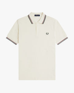 Fred Perry Twin Tipped Polo Shirt - Ecru / Oxblood / Grassroots
