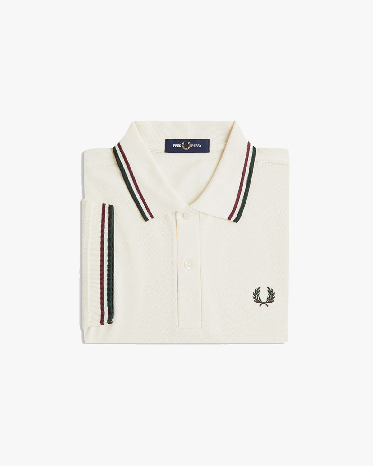 Fred Perry Twin Tipped Polo Shirt - Ecru / Oxblood / Grassroots