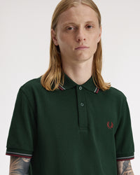 Fred Perry Twin Tipped Polo Shirt - Grassroots / Stockport Blue / Oxblood