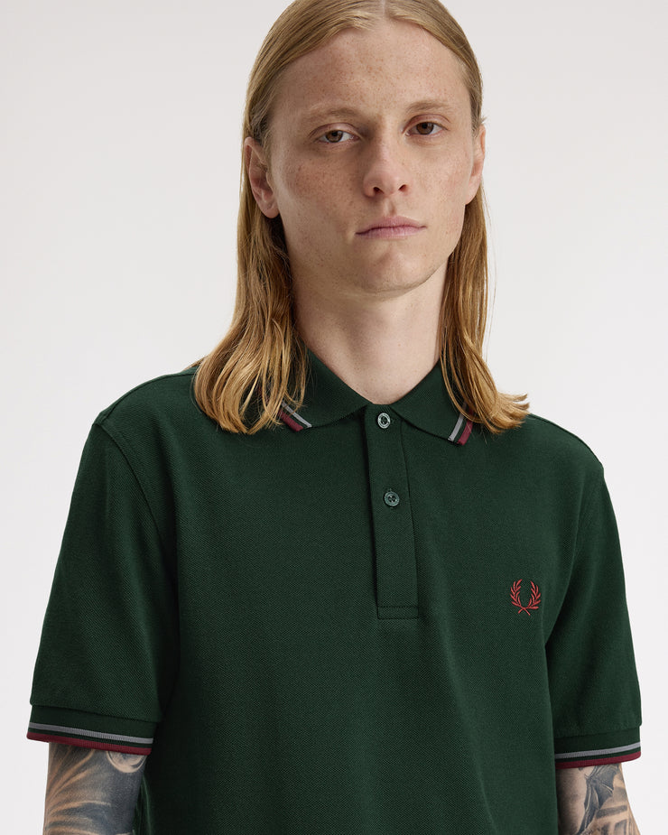 Fred Perry Twin Tipped Polo Shirt - Grassroots / Stockport Blue / Oxblood