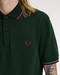 Fred Perry Twin Tipped Polo Shirt - Grassroots / Stockport Blue / Oxblood