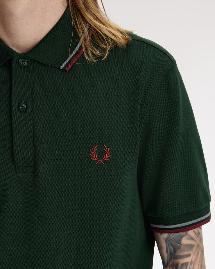 Fred Perry Twin Tipped Polo Shirt - Grassroots / Stockport Blue / Oxblood