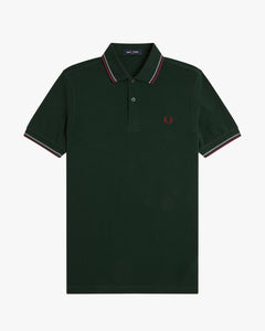 Fred Perry Twin Tipped Polo Shirt - Grassroots / Stockport Blue / Oxblood