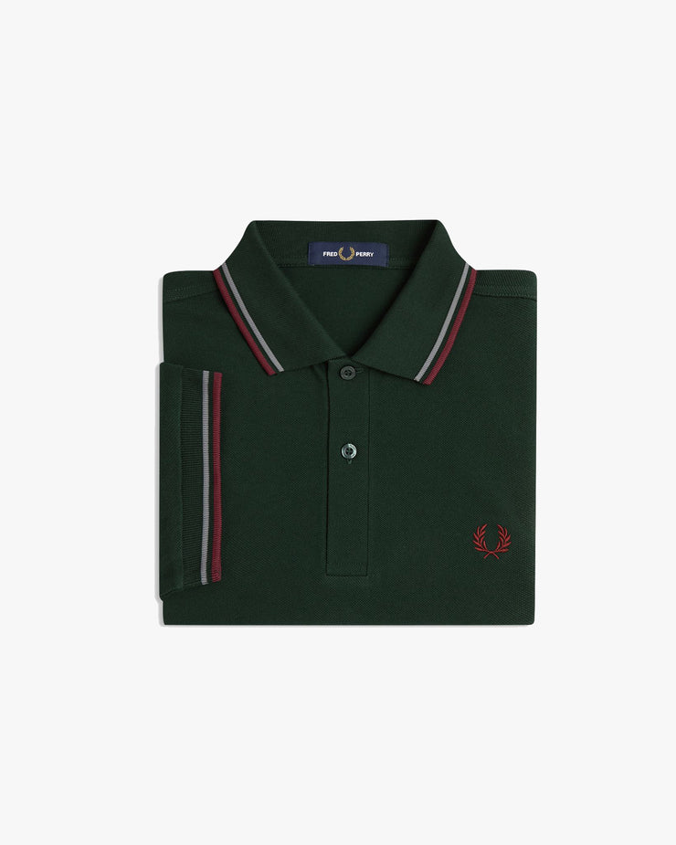 Fred Perry Twin Tipped Polo Shirt - Grassroots / Stockport Blue / Oxblood