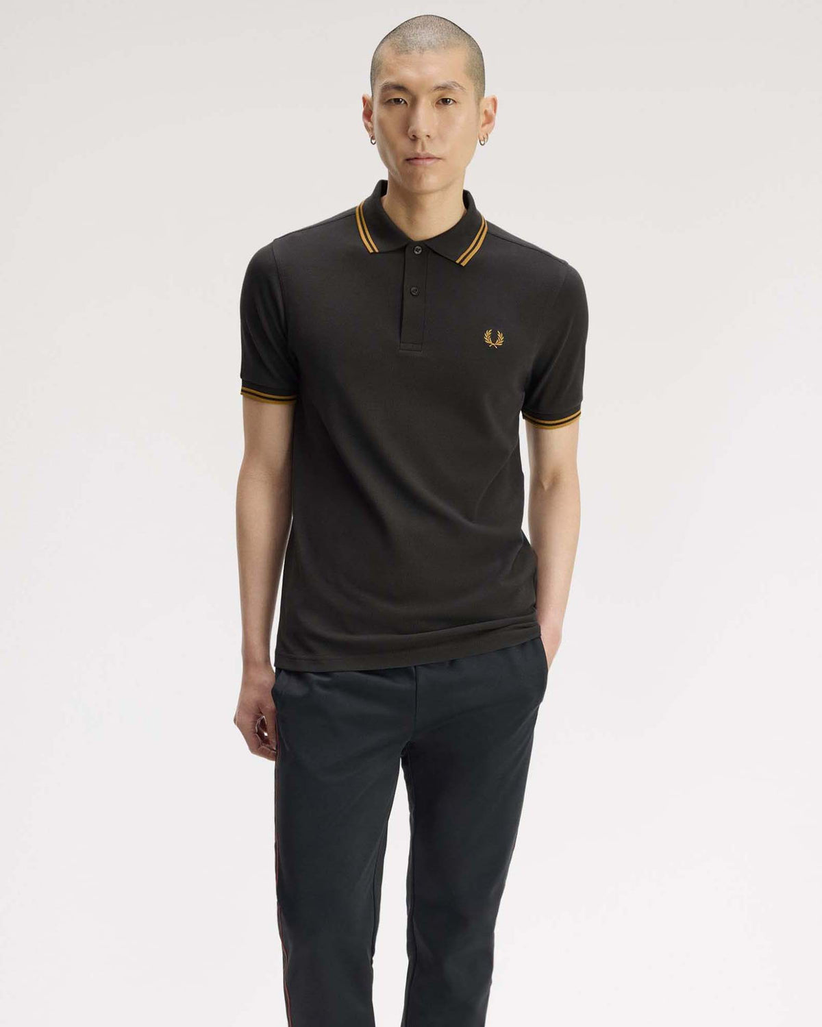 Fred Perry Twin Tipped Polo Shirt - Anchor Grey / Golden