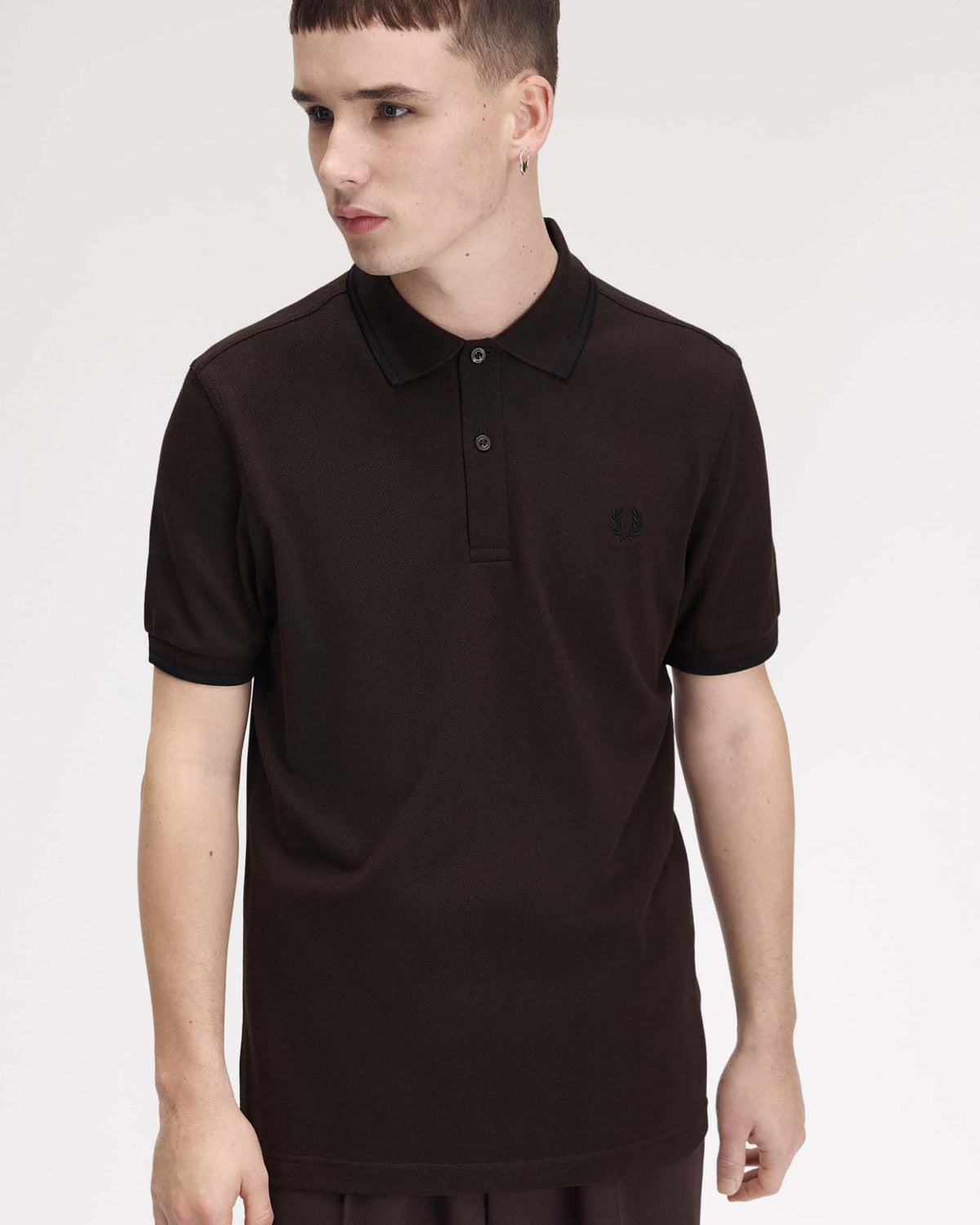 Fred Perry Twin Tipped Polo Shirt - Rich Brown / Black