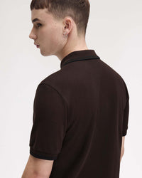 Fred Perry Twin Tipped Polo Shirt - Rich Brown / Black