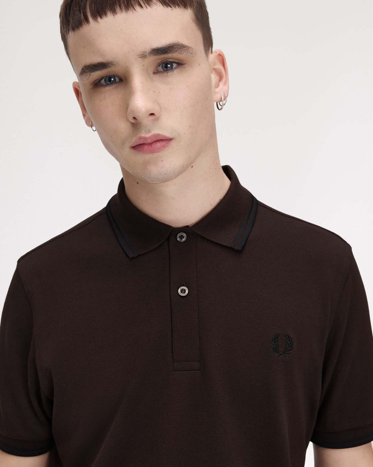 Fred Perry Twin Tipped Polo Shirt - Rich Brown / Black