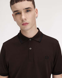 Fred Perry Twin Tipped Polo Shirt - Rich Brown / Black