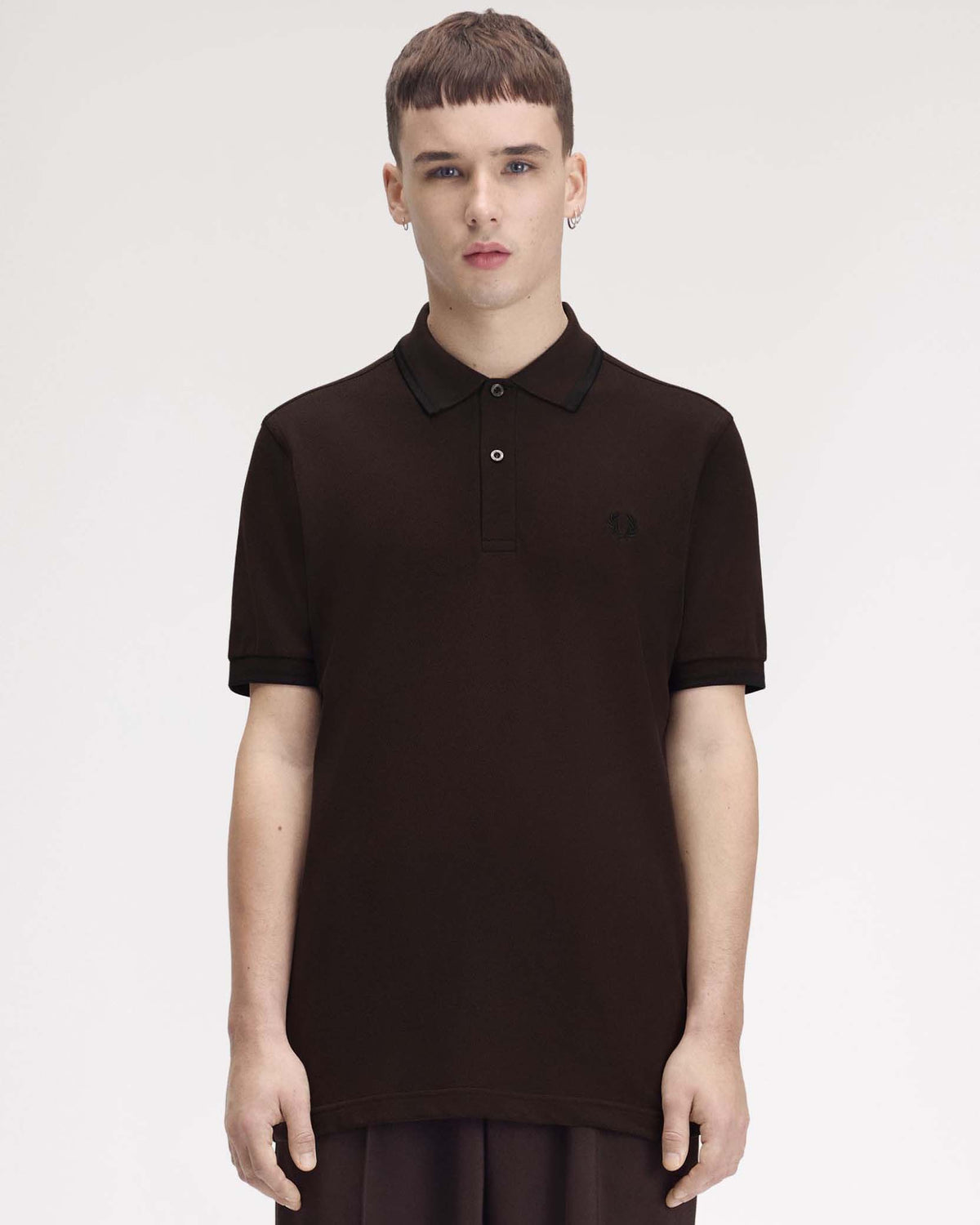 Fred Perry Twin Tipped Polo Shirt - Rich Brown / Black